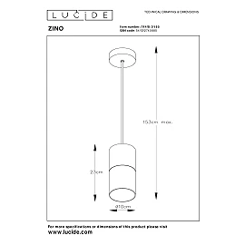 ZINO pendant light Ø10 cm 1xE27 Smoke Grey (Lucide)