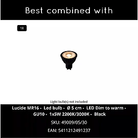 ZIVA recessed spotlight bathroom 1 x 50 W GU10 IP44 black (Lucide)