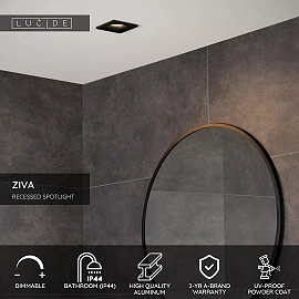 ZIVA Recessed spotlight Bathroom 1x50W GU10 IP44 Black (Lucide)