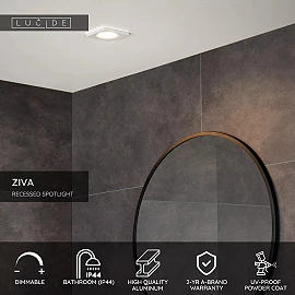 ZIVA Recessed spotlight Bathroom 1x50W GU10 IP44 White (Lucide)