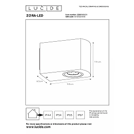 ZORA-LED outdoor wall spotlight 1 x 5 W GU10 3000K white (Lucide)