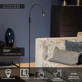 ZOZY floor reading lamp LED 1x4 W 3000 K black (Lucide)