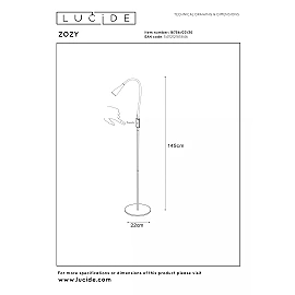 ZOZY floor reading lamp LED 1x4 W 3000 K black (Lucide)