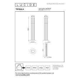 TIMBALA — Outdoor bollard 50 cm, 1xGU10, Black (Lucide)