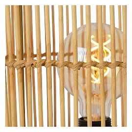 Galda lampa JANTINE Ø30 × 45,5 cm, 1×E27, dabīgs rotangs/melna (Lucide)