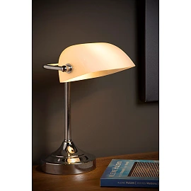 Galda lampa BANKER 1xE14, hromēta (Lucide)