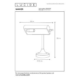 Galda lampa BANKER 1xE14, hromēta (Lucide)