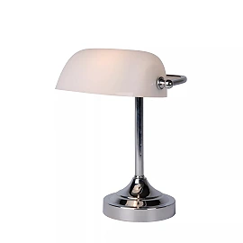 Galda lampa BANKER 1xE14, hromēta (Lucide)