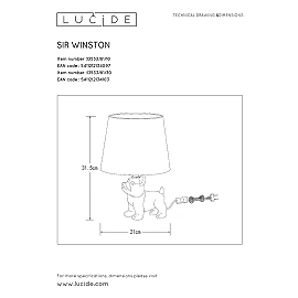Table lamp "EXTRAVAGANZA SIR WINSTON", 1xE14 - 13533-81-10 (Lucide)