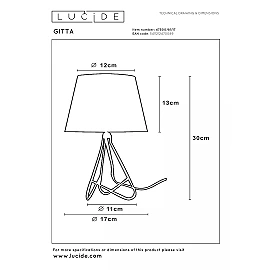 GITTA table lamp Ø17 cm 1xE14 copper (Lucide)