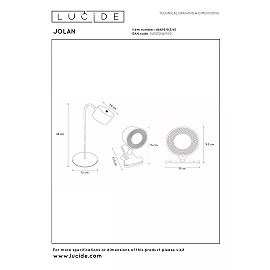 JOLAN rechargeable LED desk/clamp/wall lamp taupe (Lucide)