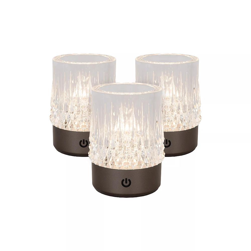 LILY rechargeable LED table lamp set of 3 gun metal (Lucide)