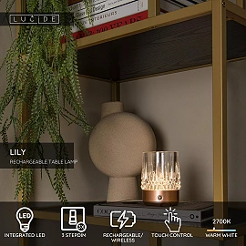 LILY rechargeable LED table lamp set of 3 copper (Lucide)