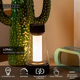 LORALI rechargeable IP44 LED table lamp black (Lucide)