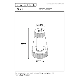 LORALI rechargeable IP44 LED table lamp ocher yellow (Lucide)