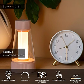LORALI rechargeable IP44 LED table lamp pink (Lucide)