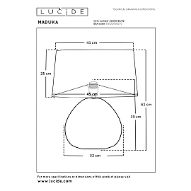 MADUKA galda lampa Ø45 cm 1xE27 melna (Lucide)