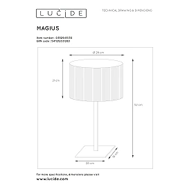 Table lamp "MAGIUS", 1x E27, light wood - rotan - 03529-81-30 (Lucide)