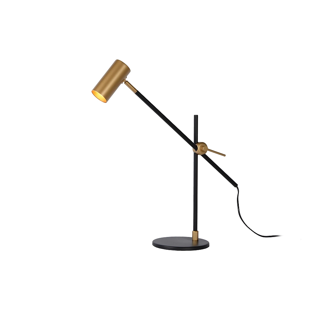 PHILINE - retro Table lamp - 1x GU10 - Black with gold (Lucide)
