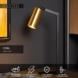 SYBIL desk lamp 1xGU10 black (Lucide)