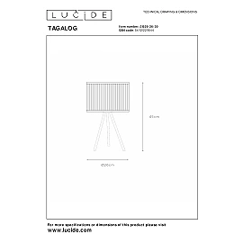 Table lamp "TAGALOG", Ø 26 cm, 1x E27, bamboo, black - 21529-26-30 (Lucide)