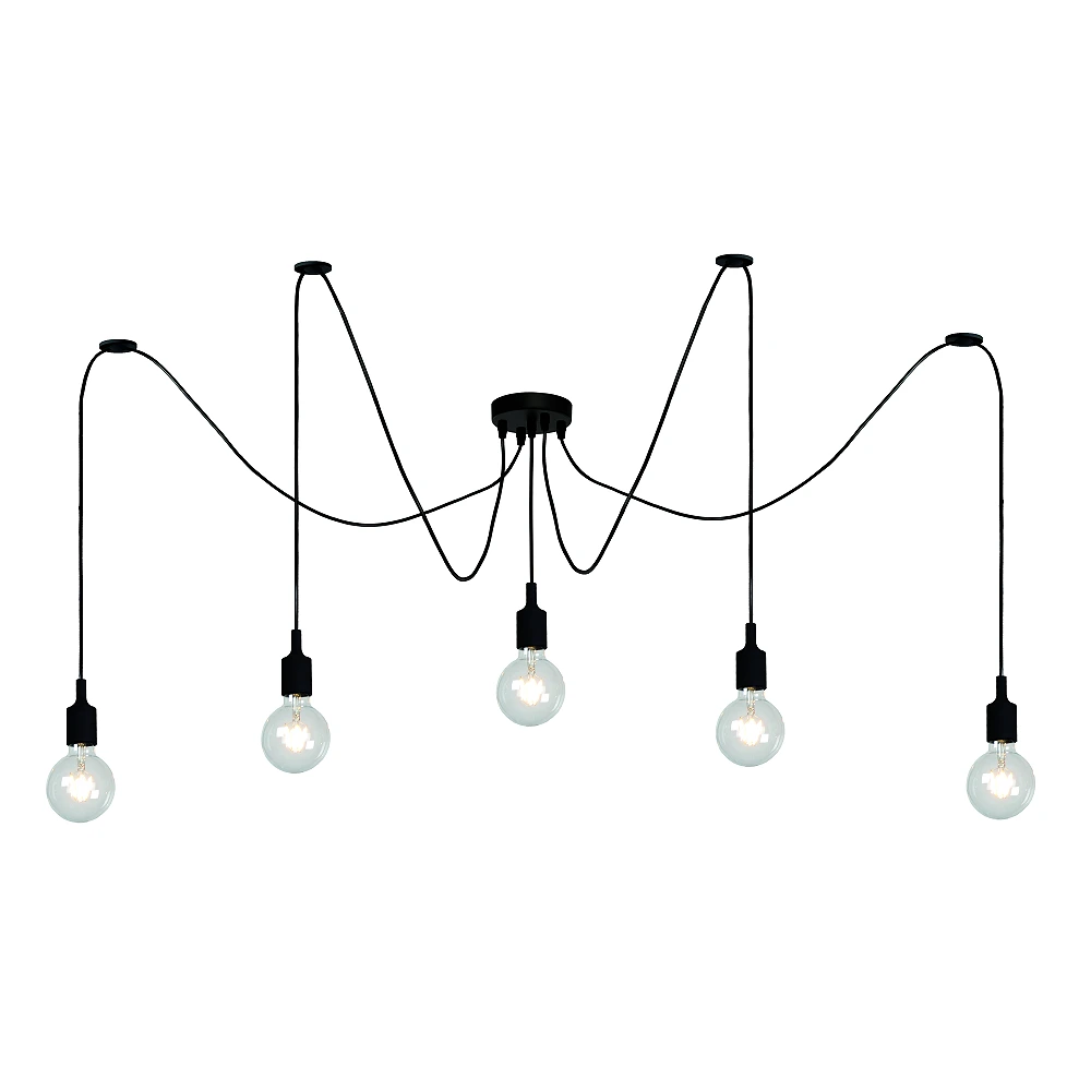 Piekaramā lampa "FIX Multi", 5xE27 max. 60W, melna - silikons - 08408-05-30 (Lucide)