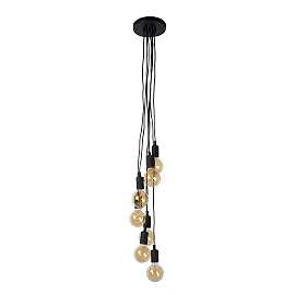 Pendant light "FIX Multiple", 7xE27 max. 60W, black - silicone - 08408-07-30 (Lucide)