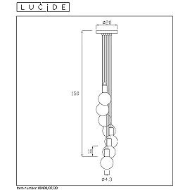 Pendant light "FIX Multiple", 7xE27 max. 60W, black - silicone - 08408-07-30 (Lucide)