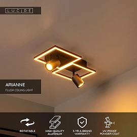 ARIANNE LED flush ceiling light with 2xGU10 black (Lucide)