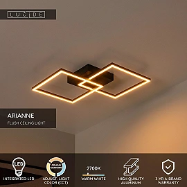 ARIANNE LED CCT square ceiling light 23W black (Lucide)