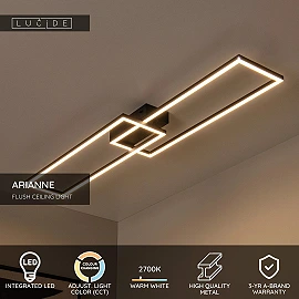 ARIANNE LED CCT rectangular ceiling light 23W black (Lucide)
