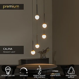 CALINA pendant light 5x8.2W black (Lucide)