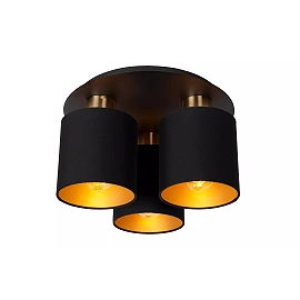 Flush ceiling light "FUDRAL", Ø 37 cm, 3xE27, black - 74115-03-30 (Lucide)