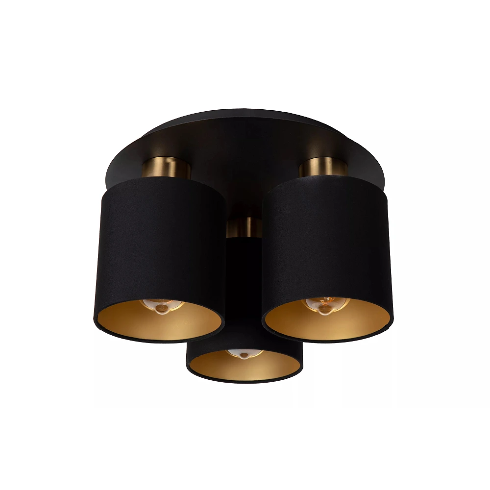 Flush ceiling light "FUDRAL", Ø 37 cm, 3xE27, black - 74115-03-30 (Lucide)
