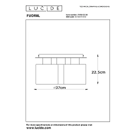 Flush ceiling light "FUDRAL", Ø 37 cm, 3xE27, black - 74115-03-30 (Lucide)