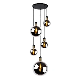 Pendant lamp "JULIUS", 5x E27, 40W, smoke grey - glass, metal - 34438-05-65 (Lucide)