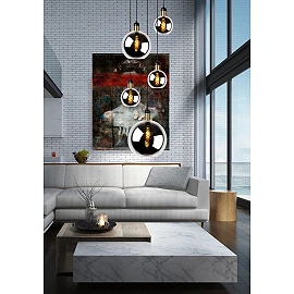 Pendant lamp "JULIUS", 5x E27, 40W, smoke grey - glass, metal - 34438-05-65 (Lucide)