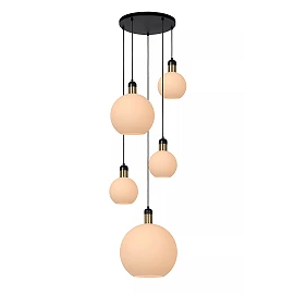 Pendant lamp "JULIUS", 5x E27, 40W, opal, glass (Lucide)