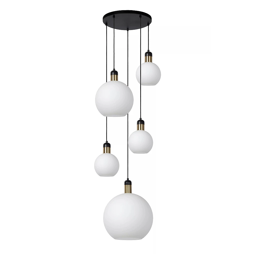 Pendant lamp "JULIUS", 5x E27, 40W, opal, glass (Lucide)