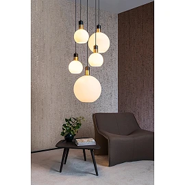 Pendant lamp "JULIUS", 5x E27, 40W, opal, glass (Lucide)