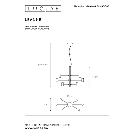 Pendant light "LEANNE", 6xE27 - 21421-06-30 (Lucide)