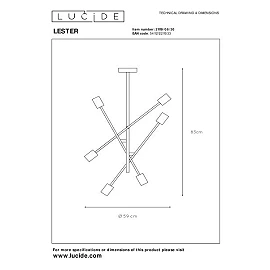Griestu gaismeklis "LESTER", 6x E27, alumīnijs - 21119-06-30 (Lucide)