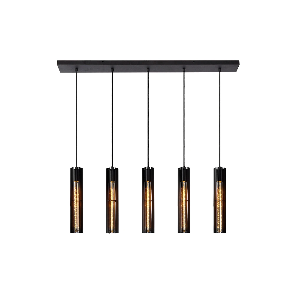Pendant light "LIONEL", 5x E27, black, metal - 73406-05-30 (Lucide)