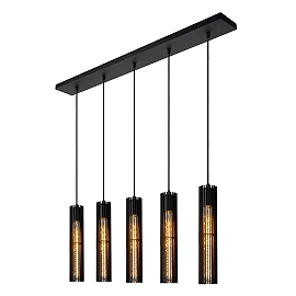 Pendant light "LIONEL", 5x E27, black, metal - 73406-05-30 (Lucide)
