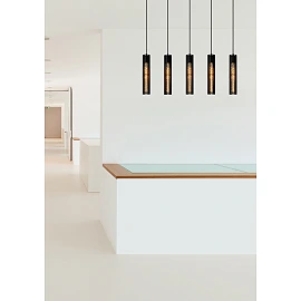 Pendant light "LIONEL", 5x E27, black, metal - 73406-05-30 (Lucide)
