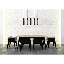 Pendant light "LIONEL", 5x E27, black, metal - 73406-05-30 (Lucide)