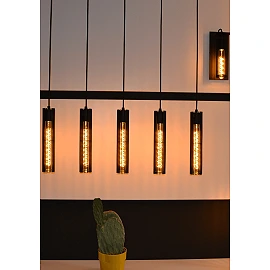 Pendant light "LIONEL", 5x E27, black, metal - 73406-05-30 (Lucide)