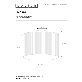Flush ceiling light "MAGIUS", 1xE27, light wood - rotan - 03129-42-30 (Lucide)