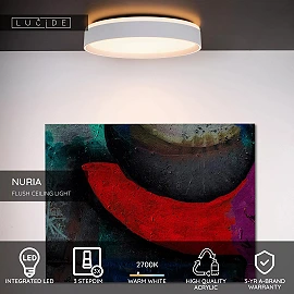 NURIA ceiling light Ø30 cm LED 18 W 2700K 3-StepDim white (Lucide)