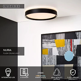NURIA ceiling light Ø40 cm LED 24 W 2700K 3-StepDim black (Lucide)